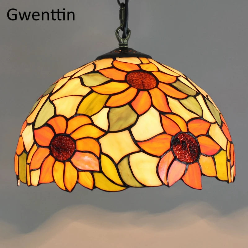 suspension en verre teinté style tiffany pour décoration moderne - vue 8 sur 14
