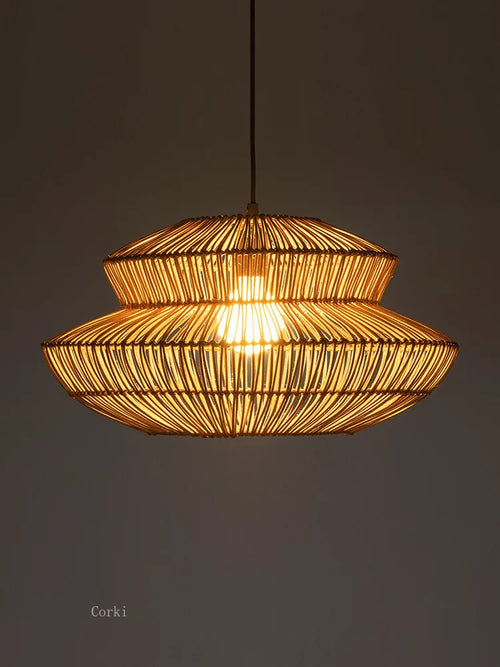 suspension en rotin chinois artisanale pour décoration intérieure - vue 4 sur 12