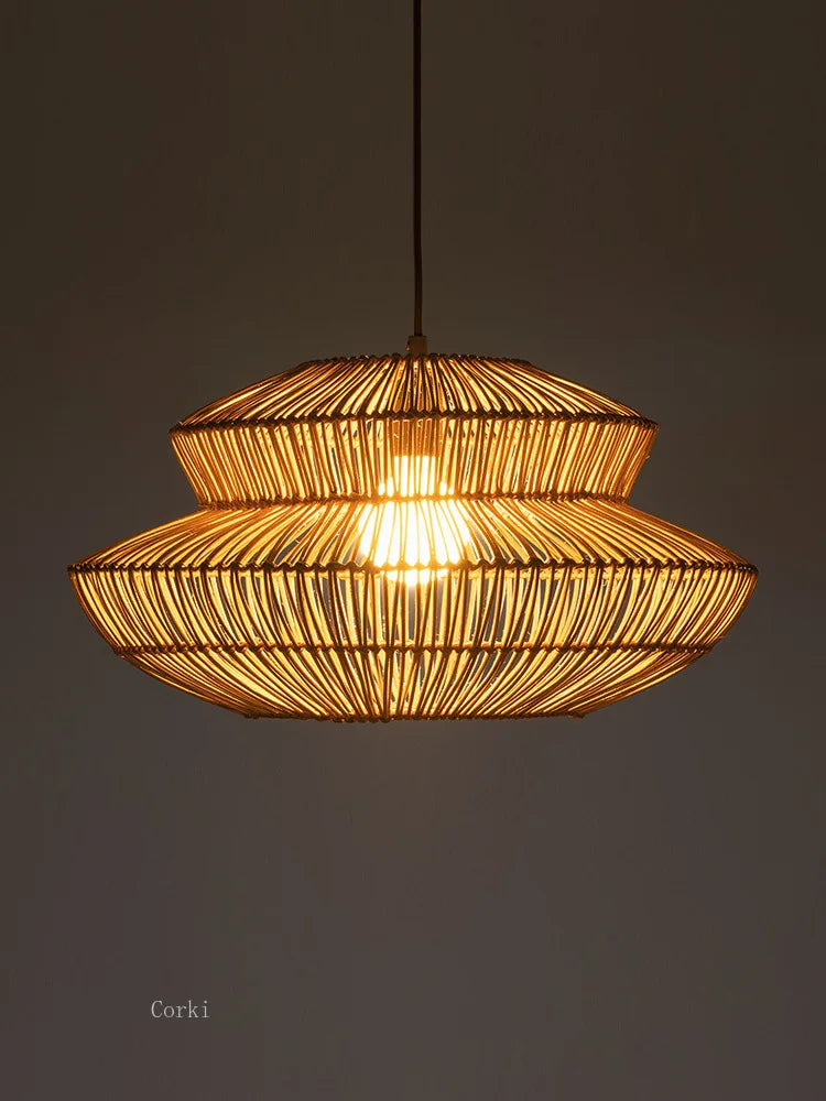 suspension en rotin chinois artisanale pour décoration intérieure - vue 4 sur 12