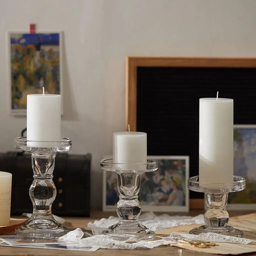 bougeoirs en verre transparent pour décoration intérieure et événements - vue 2 sur 9