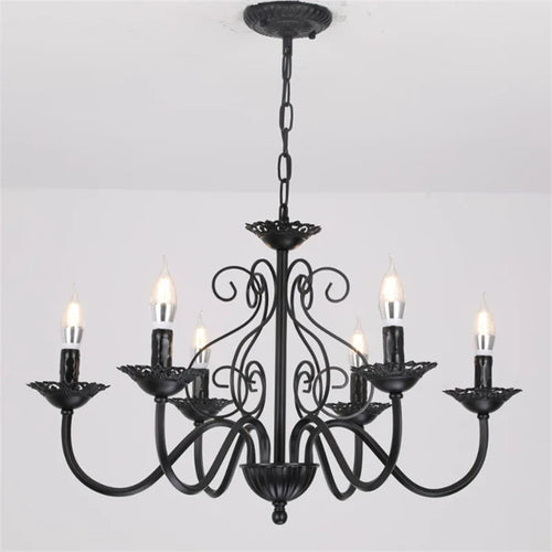 lustre rétro en fer forgé style campagnard américain pour décoration intérieure - vue 2 sur 12