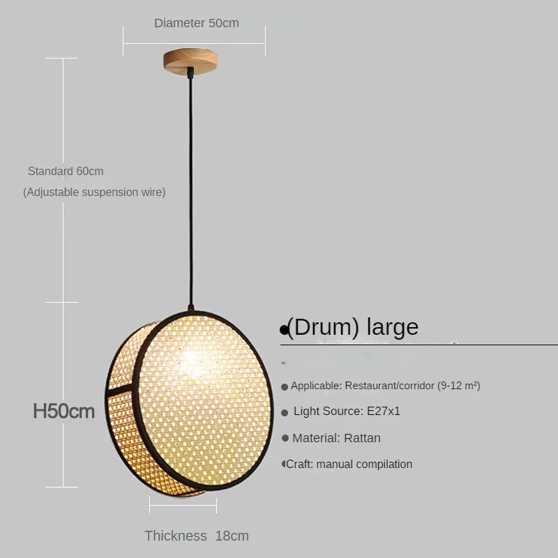 lustre créatif en rotin tissé pour décoration intérieure élégante - vue 9 sur 9