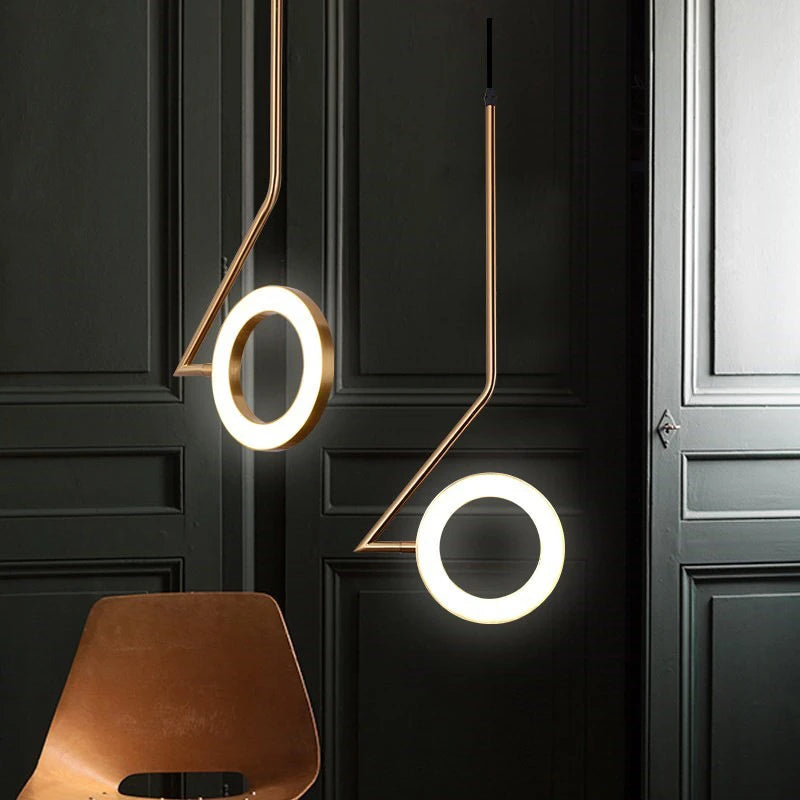 suspension design nordique anneau fer led décorative - vue 2 sur 8