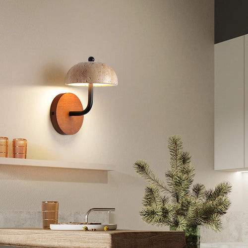 applique murale led vintage en forme de champignon en pierre naturelle - vue 4 sur 6