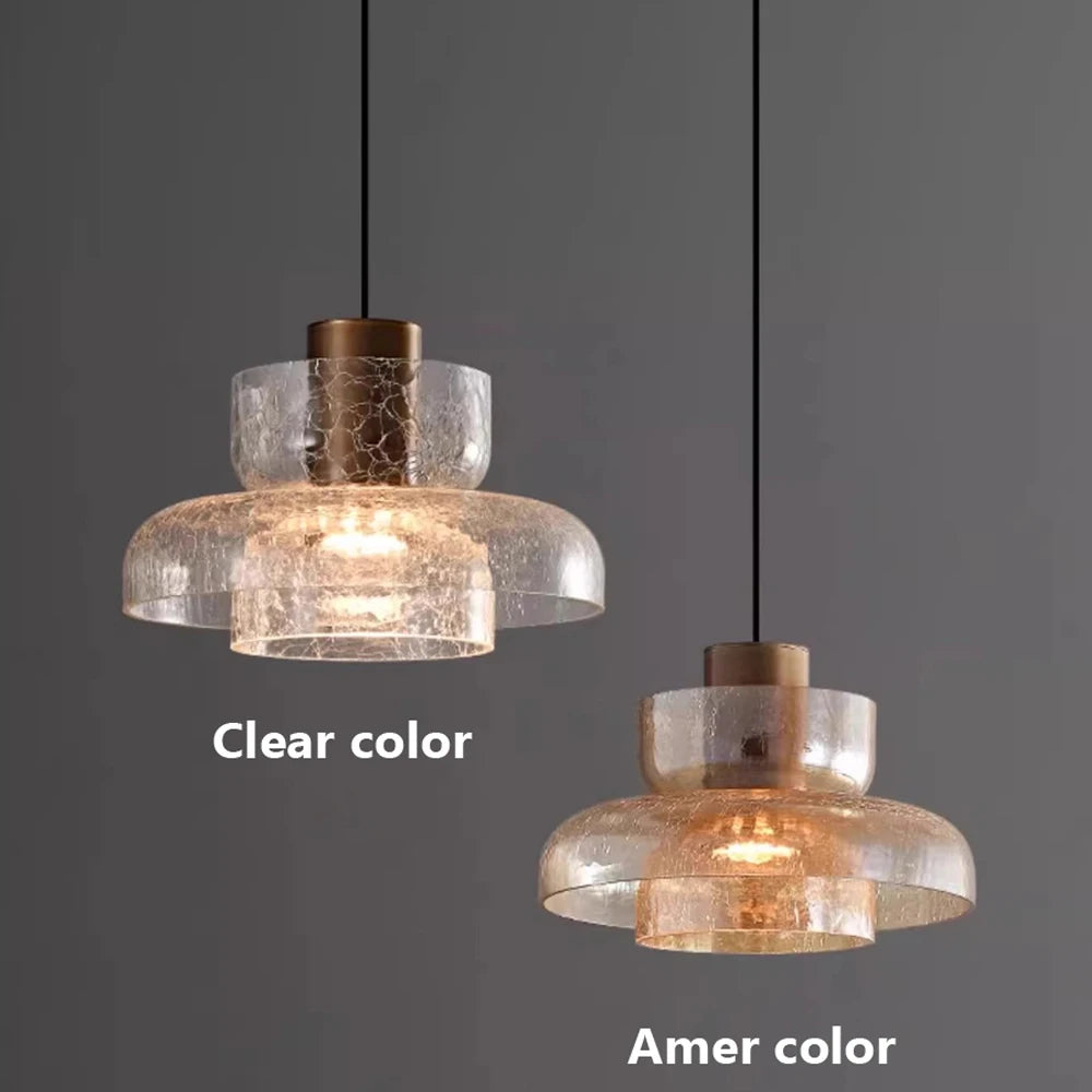 suspension led rétro en verre pour éclairage moderne et ambiance élégante - vue 3 sur 12