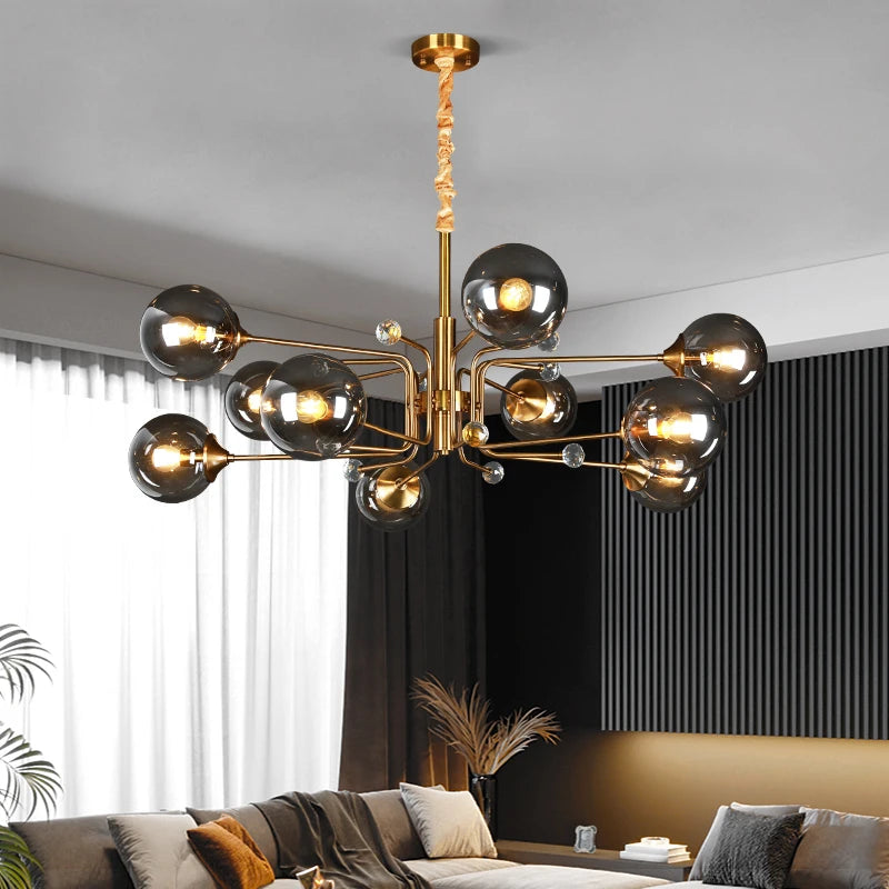 lustre led moderne 10 globes - vue 4 sur 18