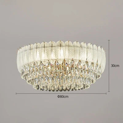 plafonnier rond en cristal luxe éclairage led pour intérieur - vue 10 sur 12