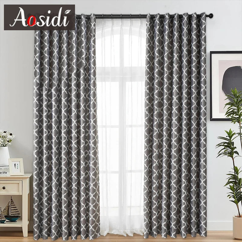 Rideau occultant moderne motifs infinis pour salon chambre - vue 1 sur 11