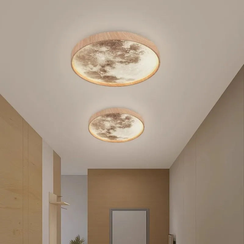 Plafonnier LED nordique en forme de lune en bois - vue 3 sur 14