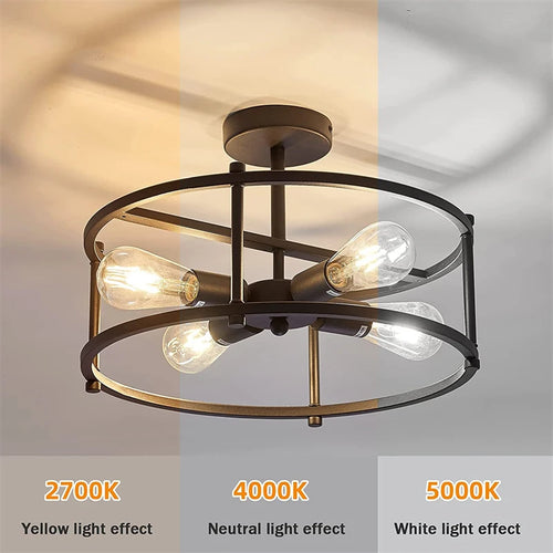lustre noir en métal pour éclairage intérieur polyvalent - vue 4 sur 6
