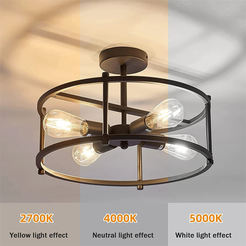 lustre noir en métal pour éclairage intérieur polyvalent - vue 3 sur 6