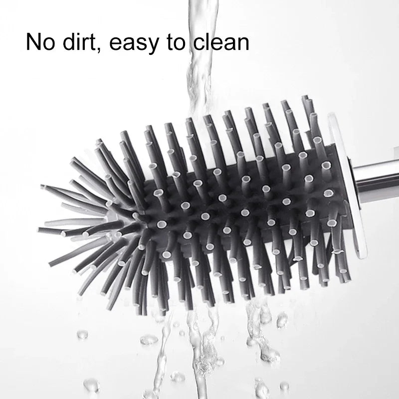 brosse de toilette en silicone avec support mural ou sur pied - vue 3 sur 10