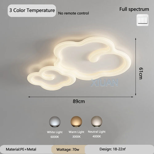 lustre scandinave nuage blanc avec télécommande optionnelle led