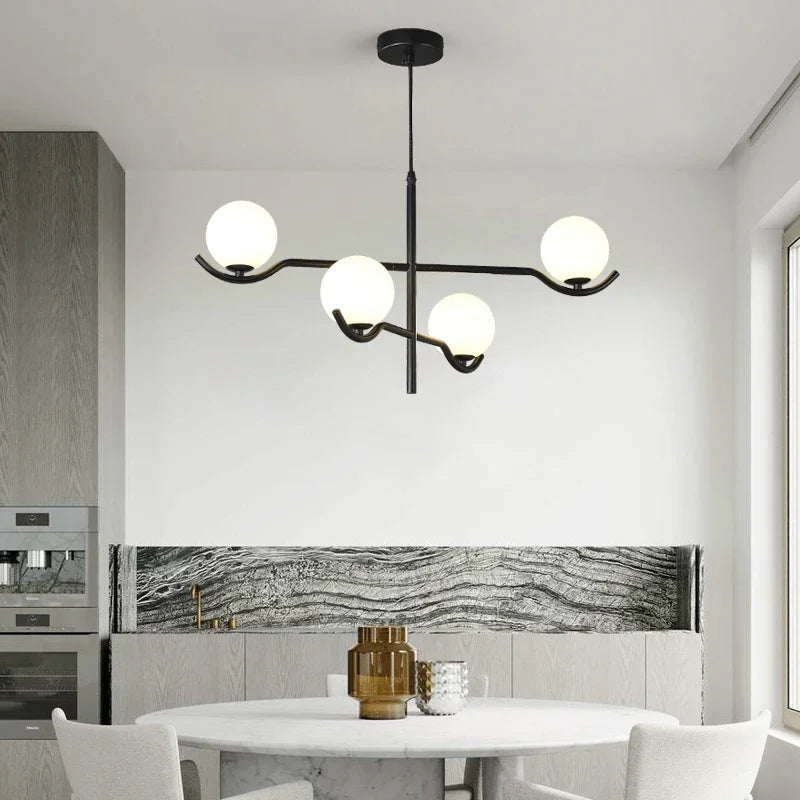 lustre design en verre et métal luminaires suspendus - vue 3 sur 9