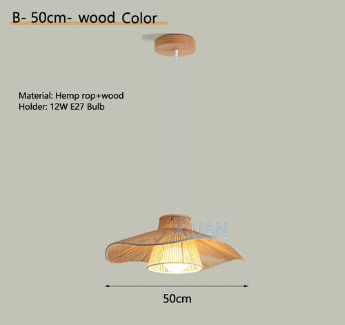 lustre suspendu wabi-sabi en corde de chanvre - vue 24 sur 24
