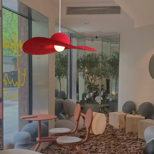 Felt Pendant Lamps Nordic Hat Chandelier Ceiling Hanging Light for Living Dining Room Bedroom - vue 5 sur 12