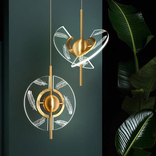 lustre moderne en cuivre pour décoration créative intérieur élégant - vue 5 sur 14