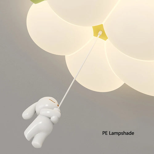 Modern Simple Children's Room Ceiling Lamps with White PE Flower Sconces White Rabbit Girl Boy Baby Kids Bedroom Hanging Light - vue 6 sur 8