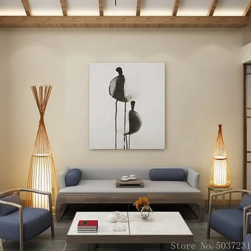 Lampadaire en bambou de style chinois - vue 3 sur 9