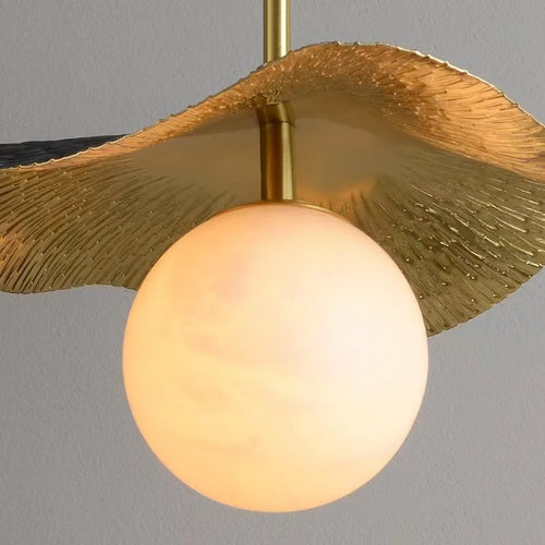 lustre 	 en cuivre avec boule de marbre naturel - vue 5 sur 7