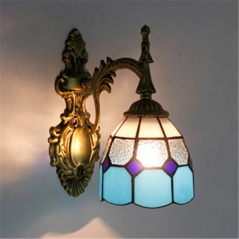 applique murale baroque en verre teinté à fleurs turques - vue 6 sur 18