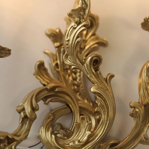 applique murale vintage rococo en laiton et cuivre - vue 4 sur 10