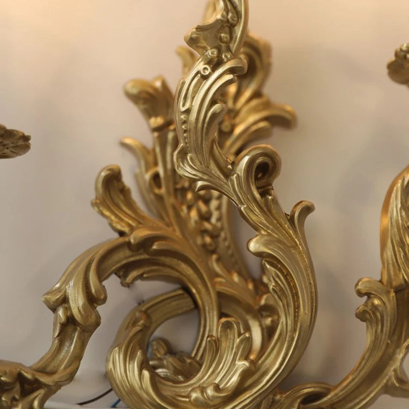 applique murale vintage rococo en laiton et cuivre - vue 4 sur 10