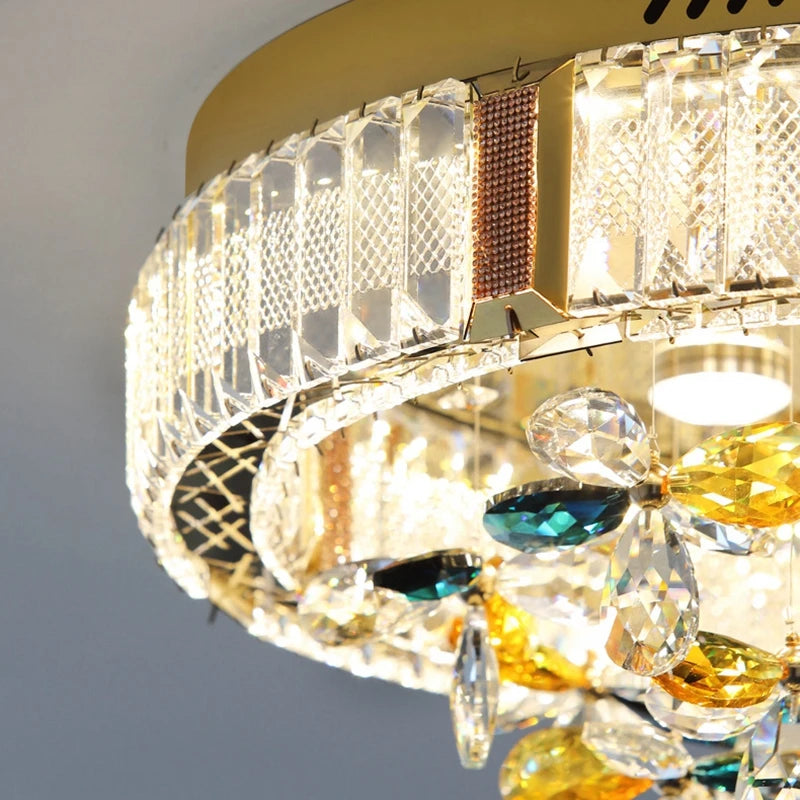 Plafonnier moderne en cristal luxe pour intérieur de villa - vue 5 sur 9
