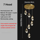 lustre en cristal led design en cuivre moderne et élégant