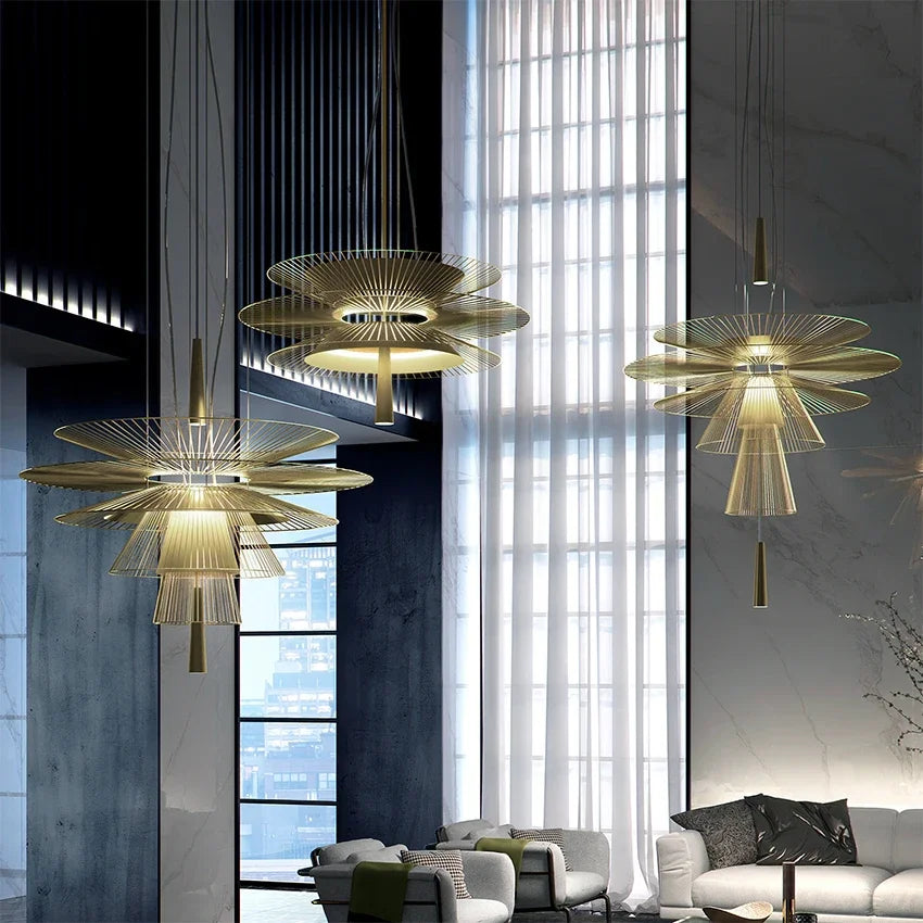 lustre de luxe sandyha led en métal lampe suspendue décorative - vue 5 sur 15