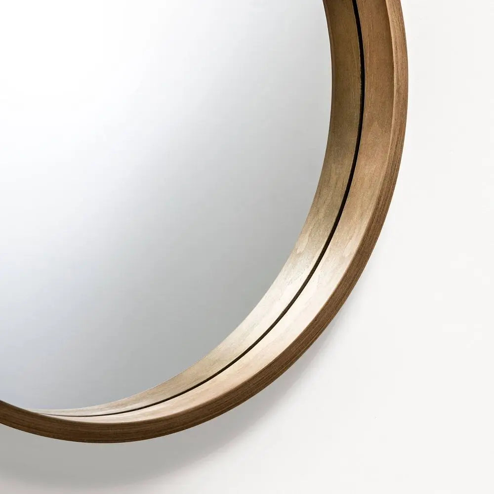 miroir mural rond moderne en magnolia rustique naturel - vue 4 sur 4