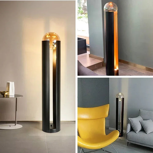 lampadaire moderne en fer et verre avec lumière led décorative - vue 4 sur 10