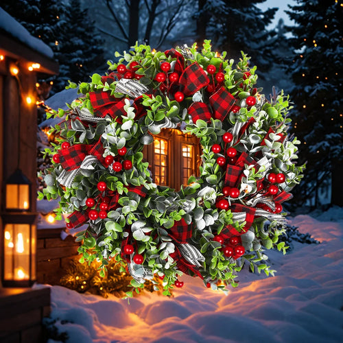 couronne de porte faite à la main pour décorations de fêtes - vue 2 sur 6