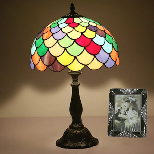 lampe de table rétro méditerranéenne en verre teinté LED