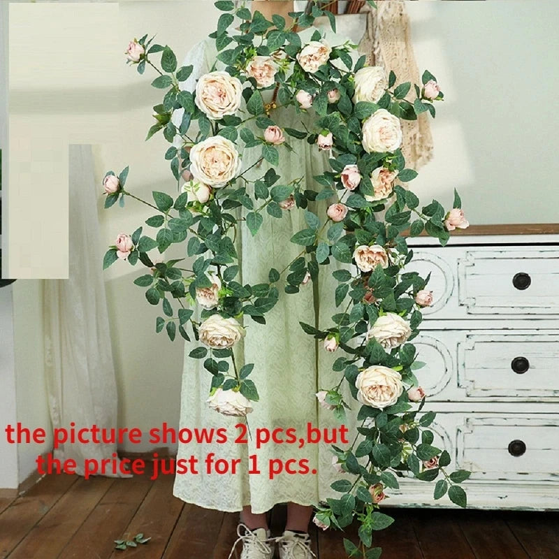 fleurs artificielles en soie roses vignes décoration florale élégante - vue 9 sur 11
