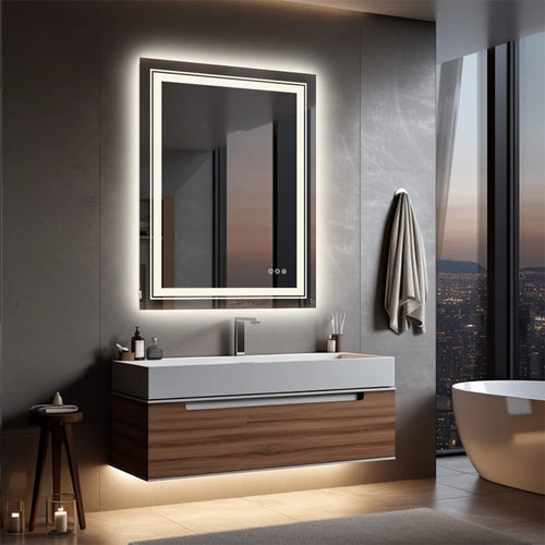 miroir LED de luxe en cristal transparent étanche à intensité variable - vue 2 sur 9