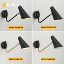 Applique murale réglable interrupteur vintage led flexible noir/or