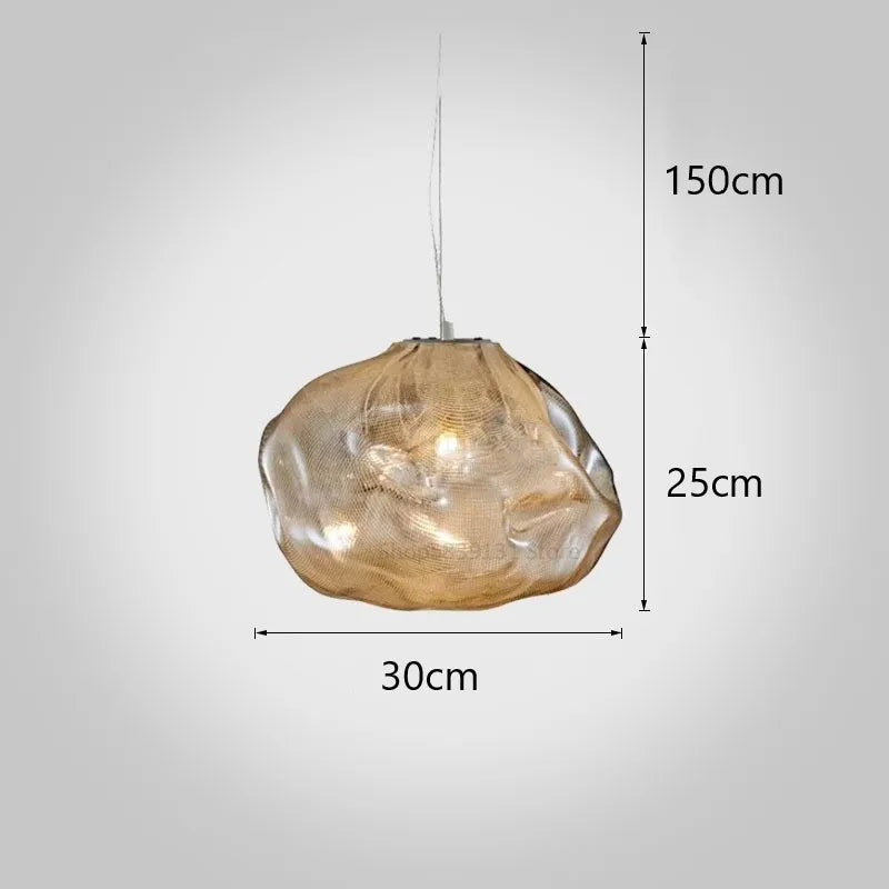 suspension en verre nuage nordique soufflé art restaurant barre cristal - vue 8 sur 12