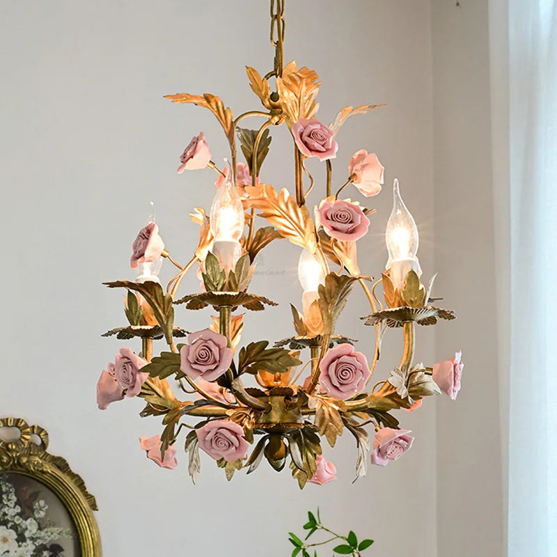 Nordique Lumière De Luxe E14 LED Lustre Rose Cuivre En Céramique Suspension Restaurant Salon Chambre Éclairage Décoration - vue 10 sur 11