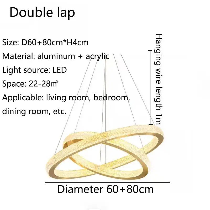 lustre en cristal moderne avec anneau à led pour décoration intérieure - vue 7 sur 8