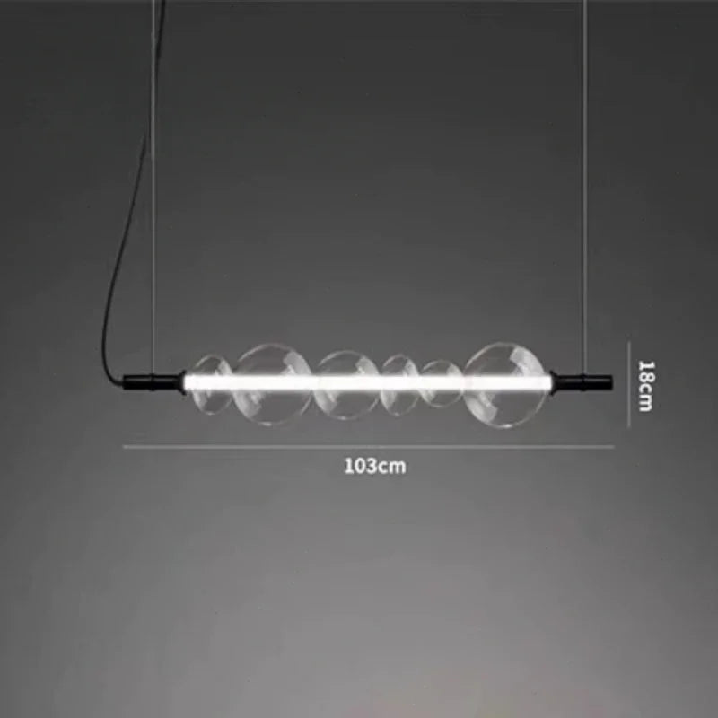 lustre moderne en bande de verre avec lumière led pour décoration maison - vue 5 sur 9