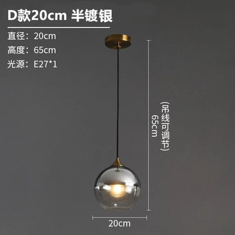 lustre nordique en verre fumé suspension simple luxe - vue 12 sur 26