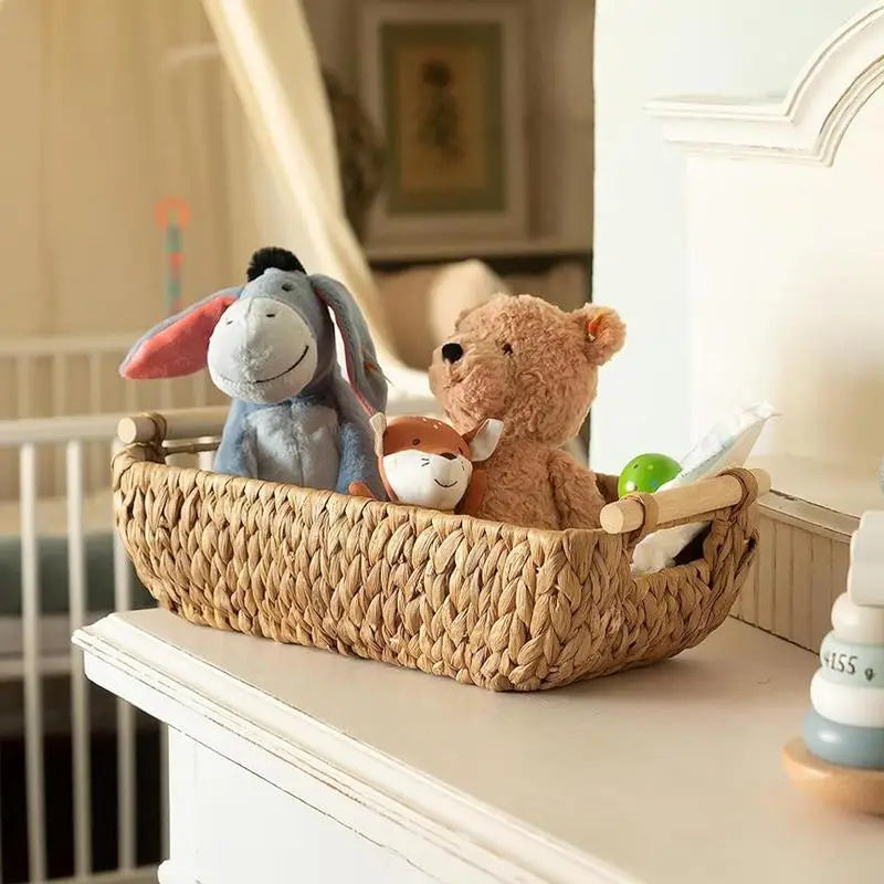 panier en jacinthe d'eau pour rangement aliments et collations - vue 3 sur 7