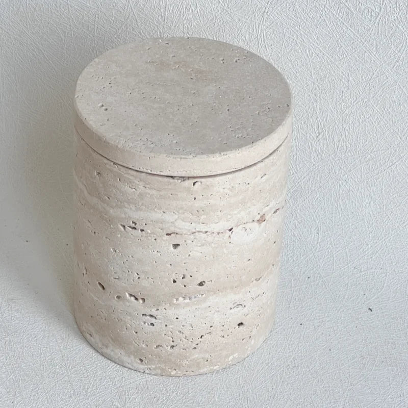 récipient en marbre wabi-sabi avec couvercle et boîte de rangement - vue 3 sur 7