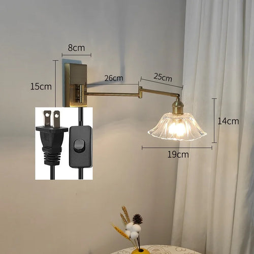 IWHD tirer chaîne verre applique murale LED applique bras gauche droite rotation chambre salon lumières nordique moderne à côté lampe Wandlamp - vue 16 sur 23