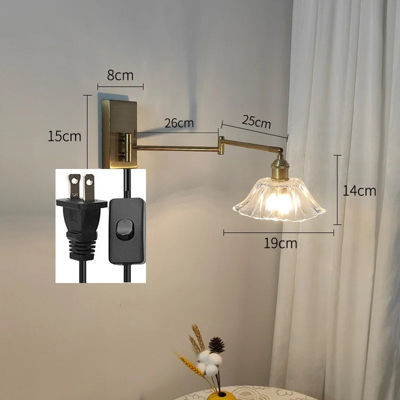 IWHD tirer chaîne verre applique murale LED applique bras gauche droite rotation chambre salon lumières nordique moderne à côté lampe Wandlamp - vue 15 sur 23