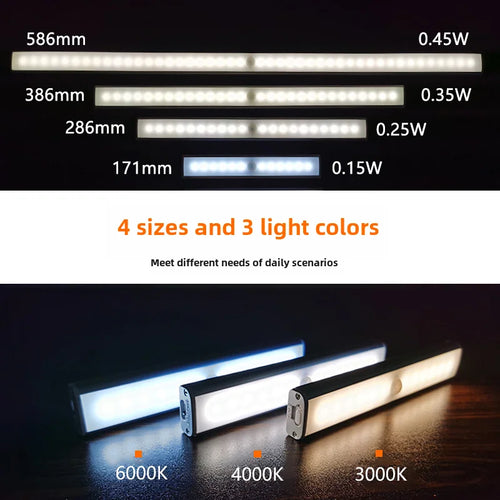 Luz inteligente humana portátil LED nocturna, carga por USB, inducción de emergencia, armario de cabecera, iluminación de interr - vue 3 sur 6