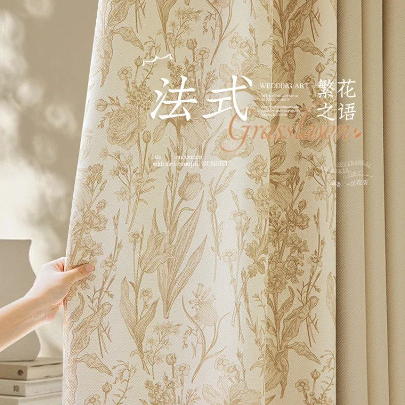 Rideau floral style retro chic pour salon chambre - vue 2 sur 10