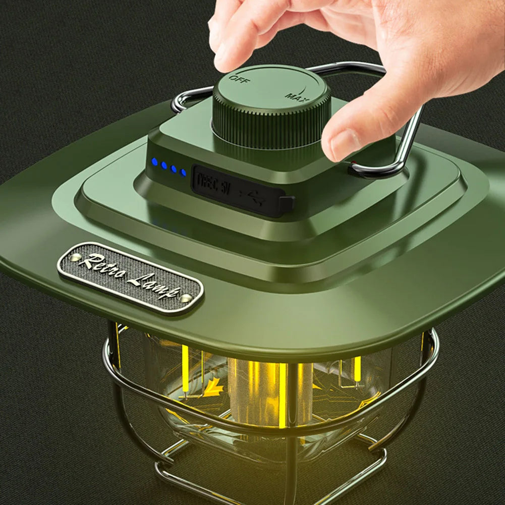 lampe de camping led rétro suspendue étanche avec batterie rechargeable - vue 5 sur 12