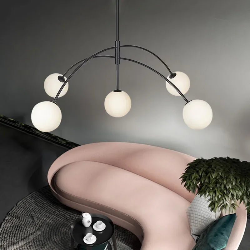 Danish Designer Suspenion Milky Glass Hanging Light Ceiling Chandeliers Nordic Pendant Lamp for Living Dining Room Kitchen - vue 3 sur 8